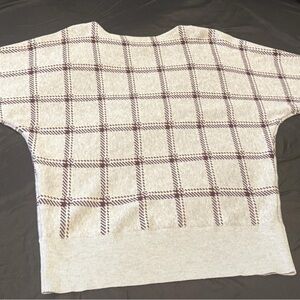Ann Taylor Cream and Brown Plaid Sweater